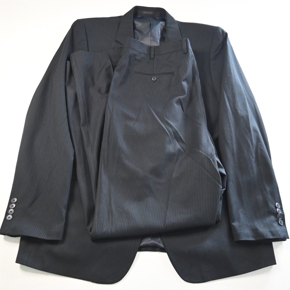 Andrew Fezza 48L 42x36‎ Navy Blue Striped Mens Jacket Pants Suit